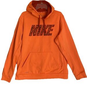Nike Therma Fit Hoodie Men XL Bright Orange Logo Performance Athletic
